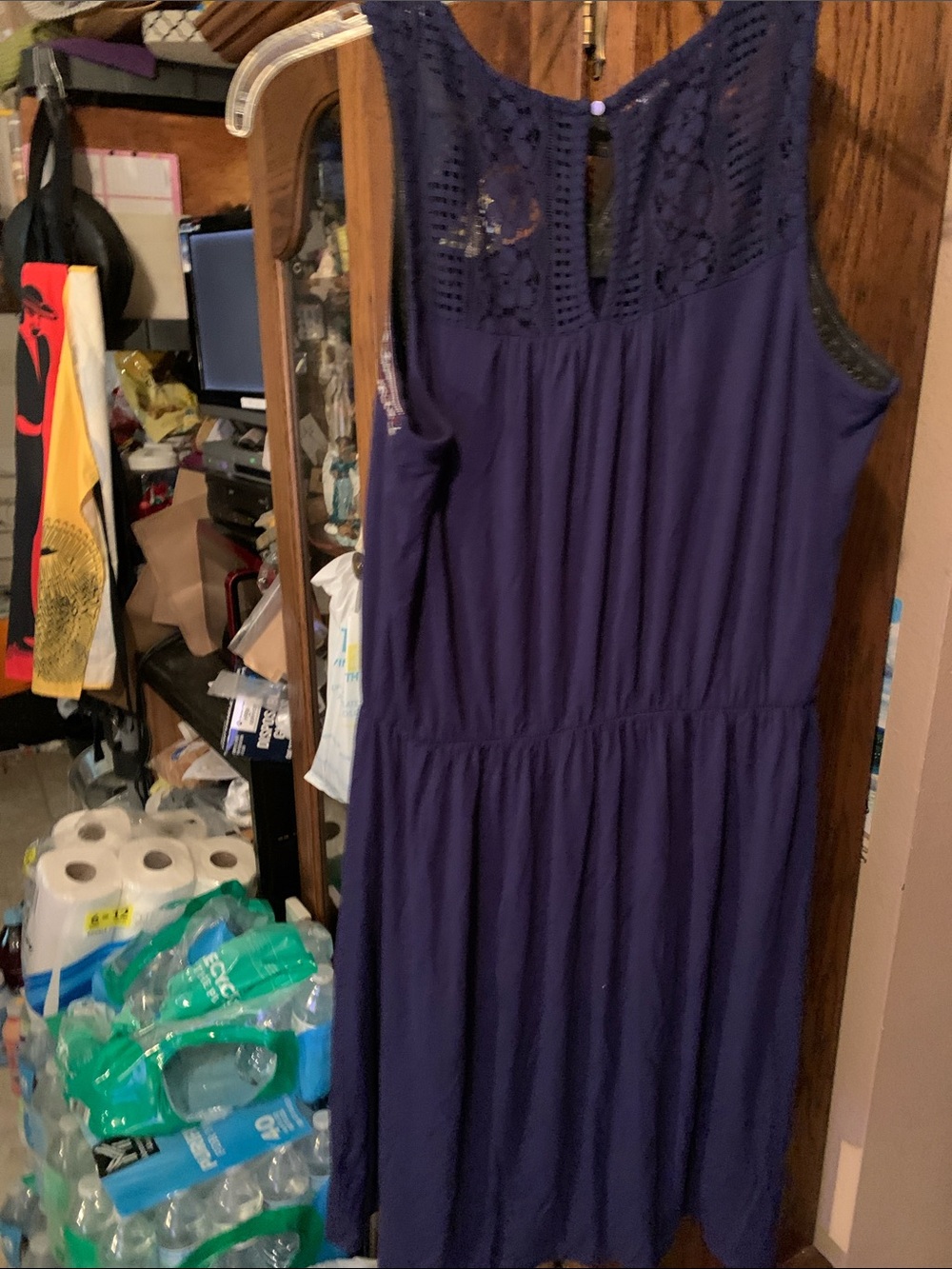 Embroidered Sleeveless Navy Dress (L) Brand: - Picture 6 of 8